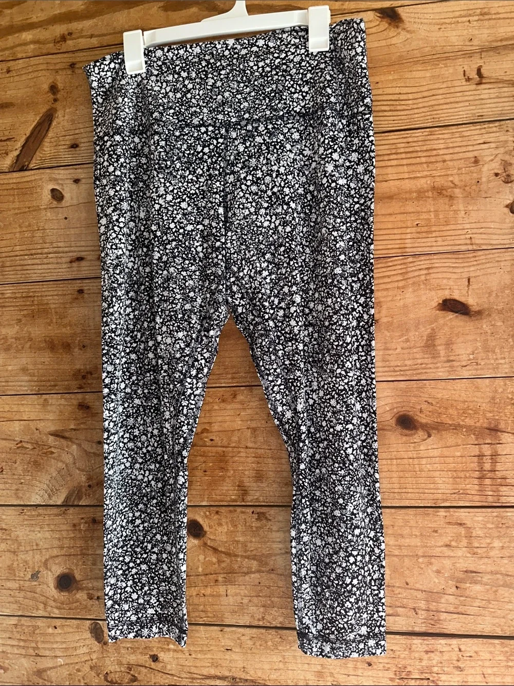 lululemon athletica Black and White Floral Print Leggings